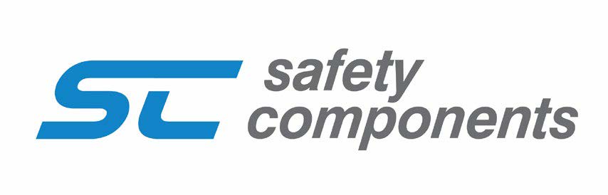 Blue "SC" logo next to the words "safety components" in gray, set on a white background. Simple and modern design.